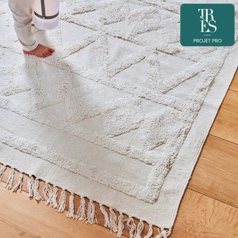 Tapis Dabria 100% coton beige 140 x 200 cm