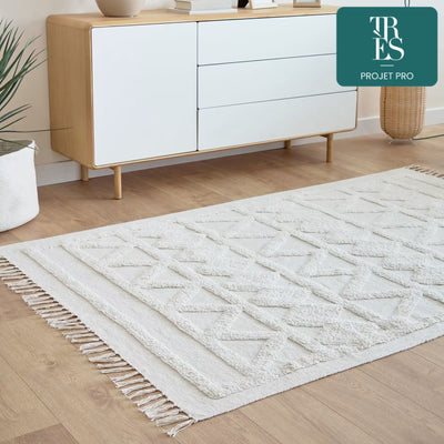 Tapis Dabria 100% coton beige 140 x 200 cm