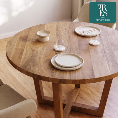 Table ronde Nahla en bois massif d'acacia  Ø 90cm