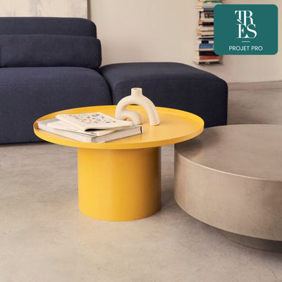 Table basse ronde Fleksa en métal jaune Ø 72 cm