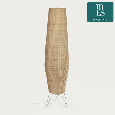 Lampadaire Kamaria en rotin, Haut. 120cm