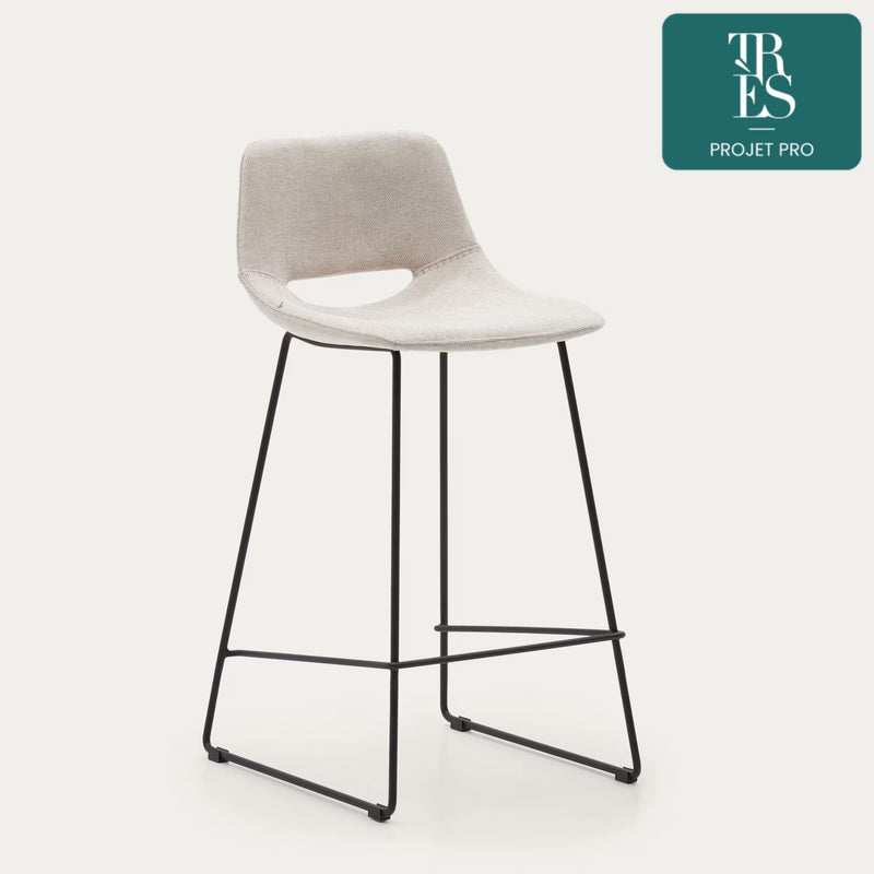 Tabouret Zahara beige et acier noir hauteur 65 cm