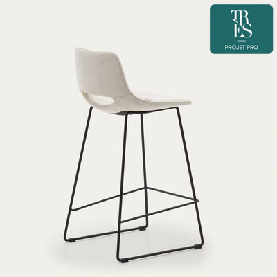 Tabouret Zahara beige et acier noir hauteur 65 cm