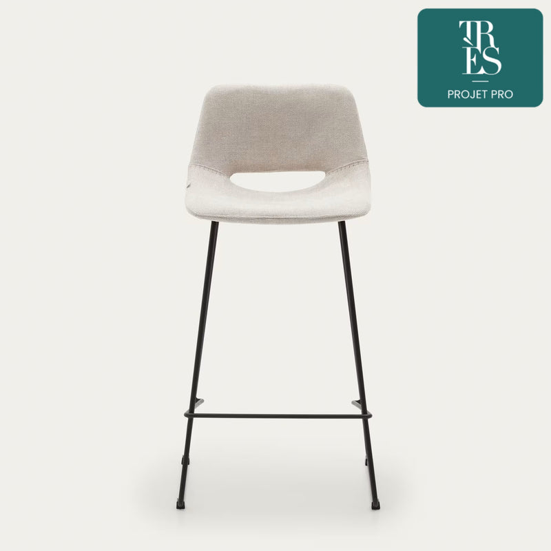 Tabouret Zahara beige et acier noir hauteur 65 cm