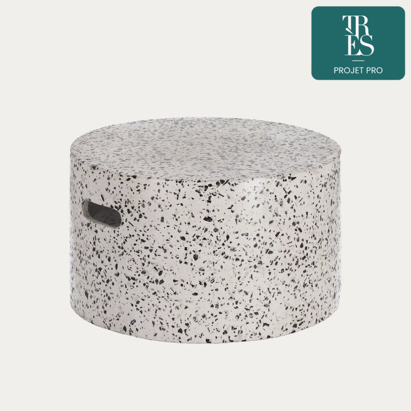 Table basse de jardin Jenell en terrazzo blanc de Ø 52 cm