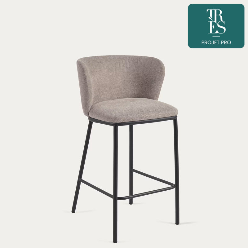 Tabouret Ciselia en chenille marron clair hauteur 65 cm