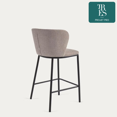 Tabouret Ciselia en chenille marron clair hauteur 65 cm