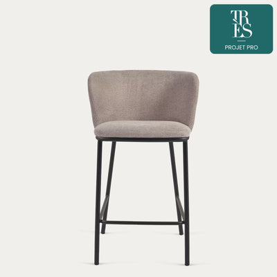 Tabouret Ciselia en chenille marron clair hauteur 65 cm