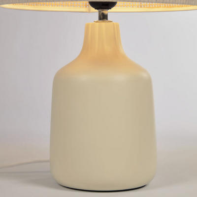 Lampe de table Erna en céramique blanche et bambou