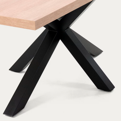Table Argo 200 x 100 cm en mélamine naturelle et pieds en acier noir