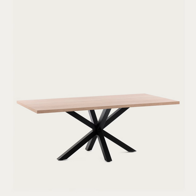 Table Argo 200 x 100 cm en mélamine naturelle et pieds en acier noir