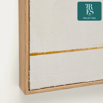 Tableau abstrait Salin avec rayure verticale en lin beige 80 x 100 cm