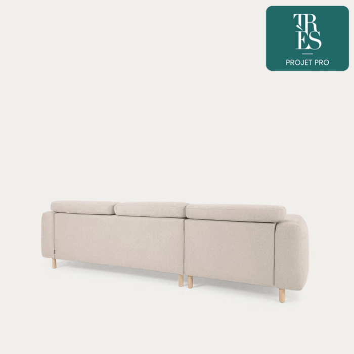 Canapé Singa 3 places avec méridienne droite beige 296 cm