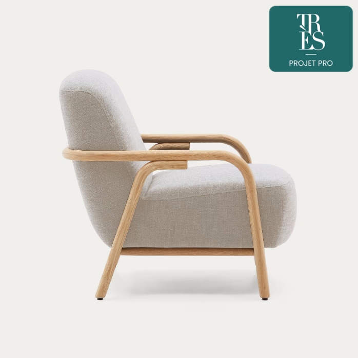 Fauteuil Sylo beige en bois massif de frêne FSC 100 %