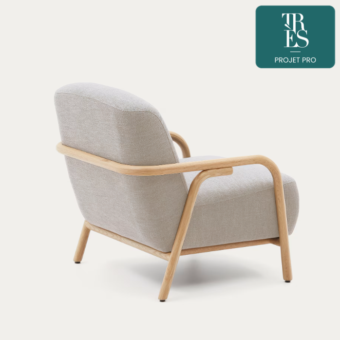 Fauteuil Sylo beige en bois massif de frêne FSC 100 %