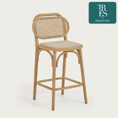 Tabouret Doriane bois de chêne finition naturelle 65 cm siège avec revêtement