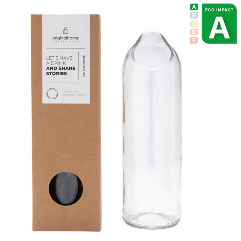Carafe à eau en bouteille de vin recyclée transparente