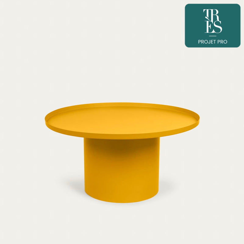 Table basse ronde Fleksa en métal jaune Ø 72 cm