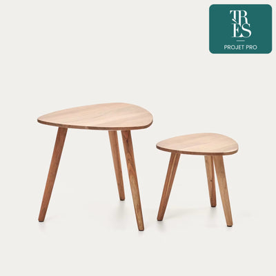 Lot Eluana 2 tables gigognes en bois d'acacia massif