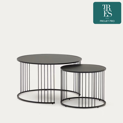 Lot de 2 tables appoint gigognes Hadar en verre trempé  Ø75cm / Ø 45cm