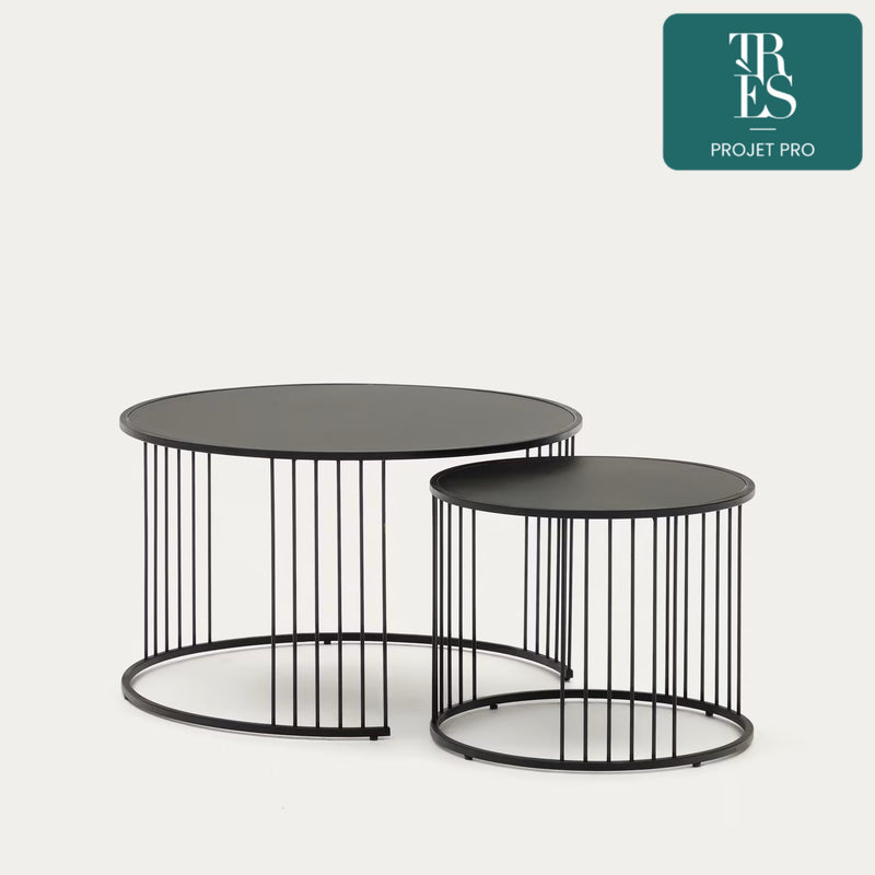 Lot de 2 tables appoint gigognes Hadar en verre trempé  Ø75cm / Ø 45cm