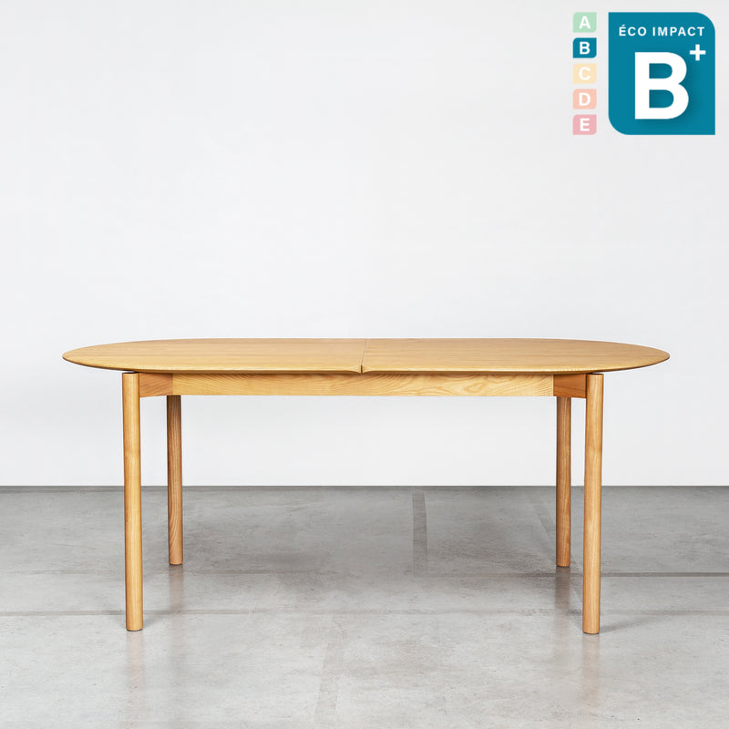 Table RUA CHA extensible en bois massif, Long.180-230cm