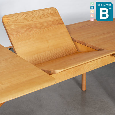 Table RUA CHA extensible en bois massif, Long.180-230cm