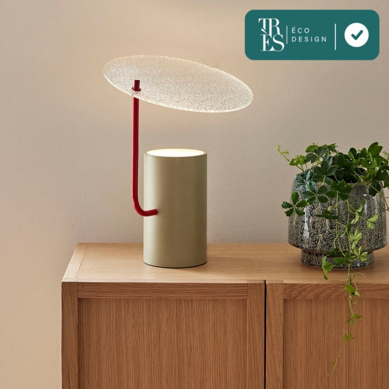 Lampe à poser Disc en verre texturé