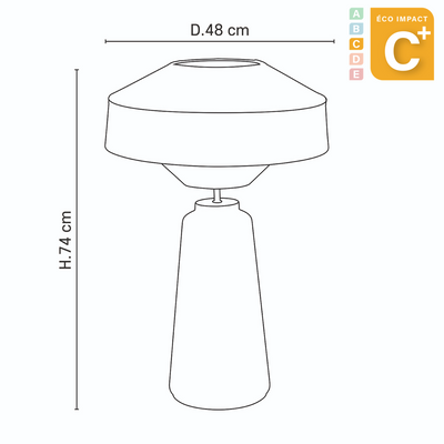 Lampe à poser Mokuzaï, forme cône, Haut. 74 cm