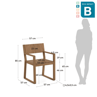 Chaise de jardin Emili, bois massif durable