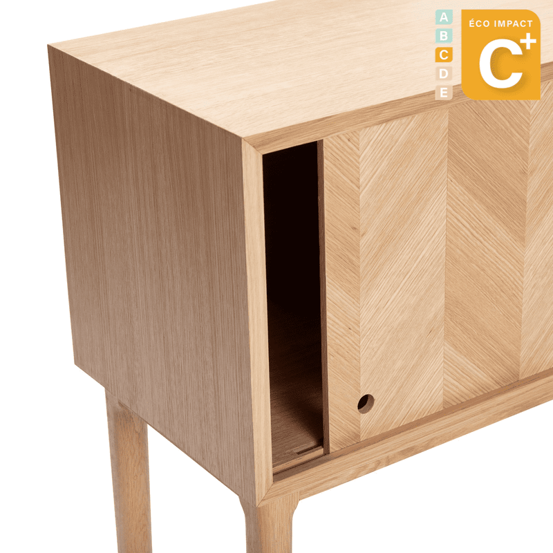 Console motif chevron à tiroirs en bois durable Long. 150 cm