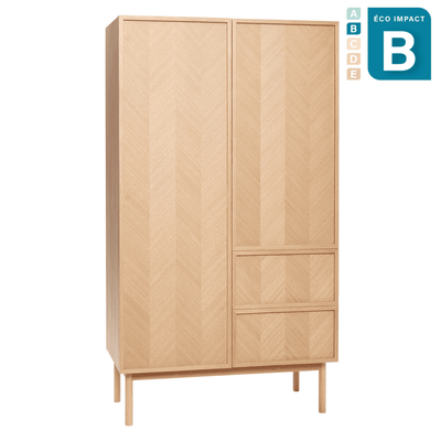 Grande armoire motif chevron en bois durable Long. 100 cm