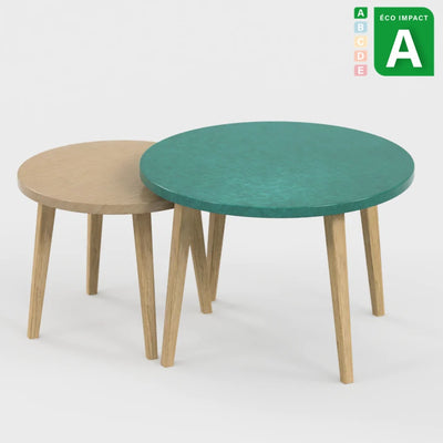 Tables basses gigognes Confluence en bois durable et textile stratifié