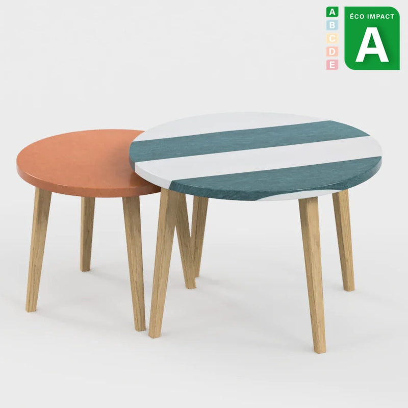 Tables basses gigognes Confluence en bois durable et textile stratifié