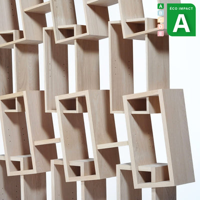 Bibliothèque Kao triple en bois de forêts durables, Long. 135 cm
