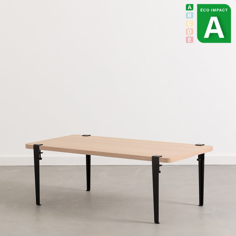 Table basse SANTIAGO en bois de forêts durables et acier, 120 x 60cm
