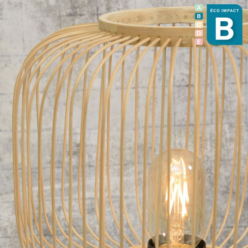 Lampe à poser Cango en bambou, Haut. 30x26 cm